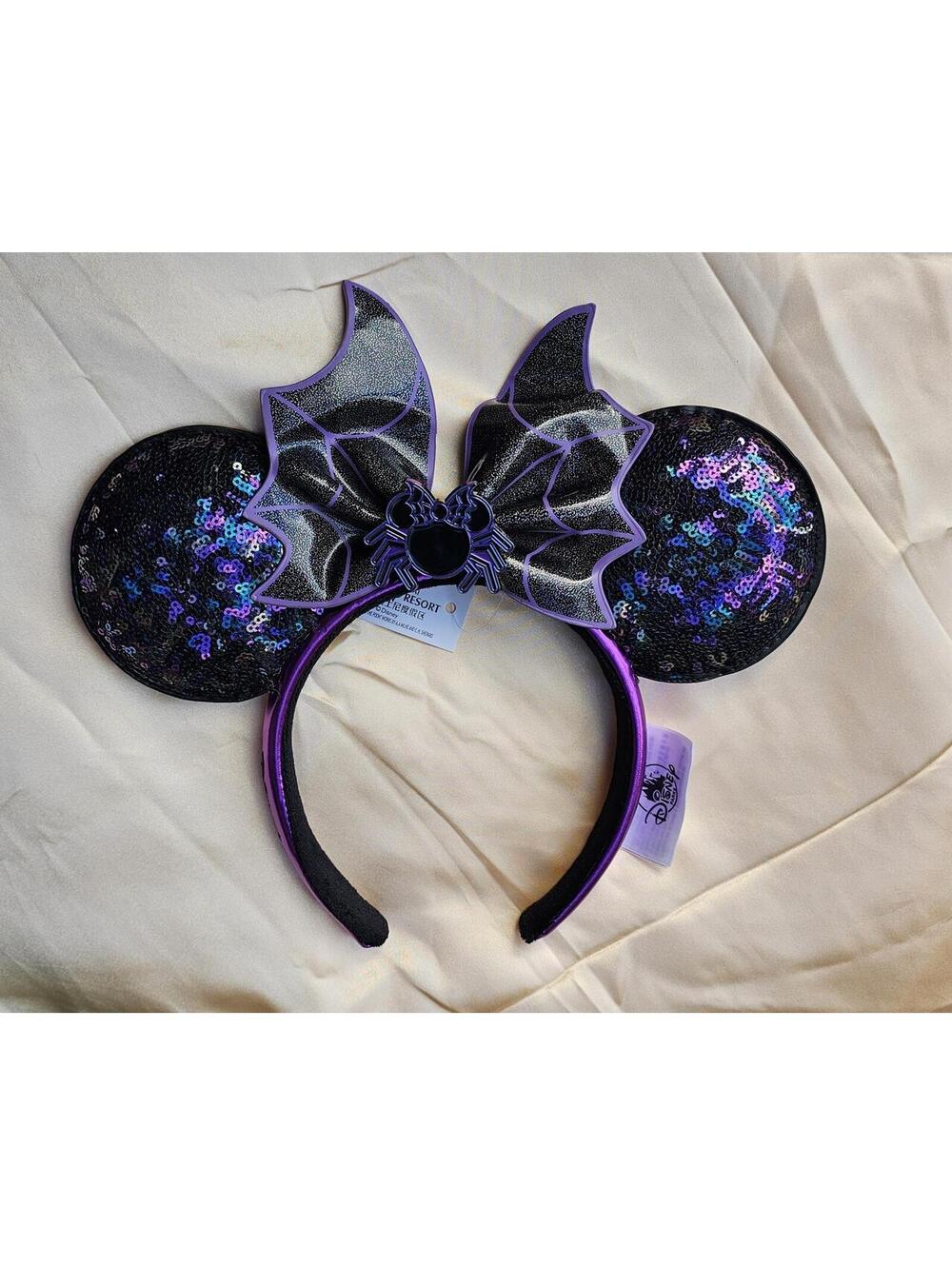 Bat Wings Minnie Ears Headband Bow black spider Halloween